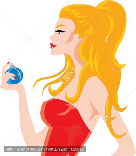 美麗的女人噴香水