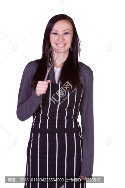 美麗的女孩在廚房里唱歌的樂趣