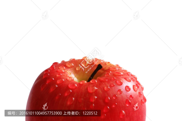 紅蘋果與白色隔離水滴