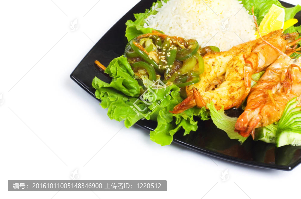 烤龍蝦；白米飯和蔬菜