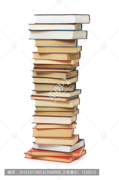 白色背景下的書籍堆疊