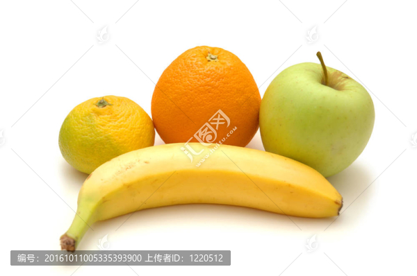 蘋果；橘子；香蕉和Tangerine夜店白色隔離