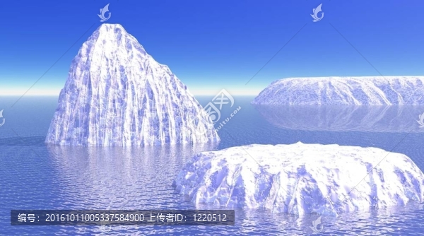 在海洋的三座冰山