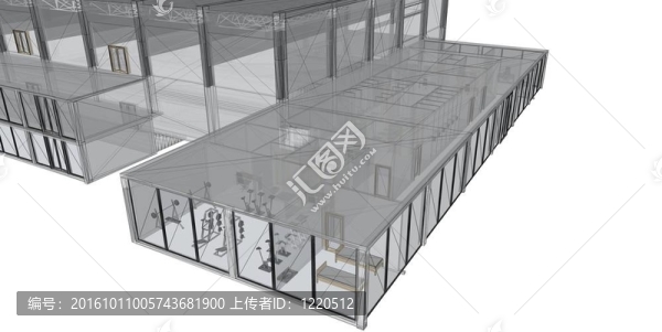 建筑三維繪制線框。白色的背景。