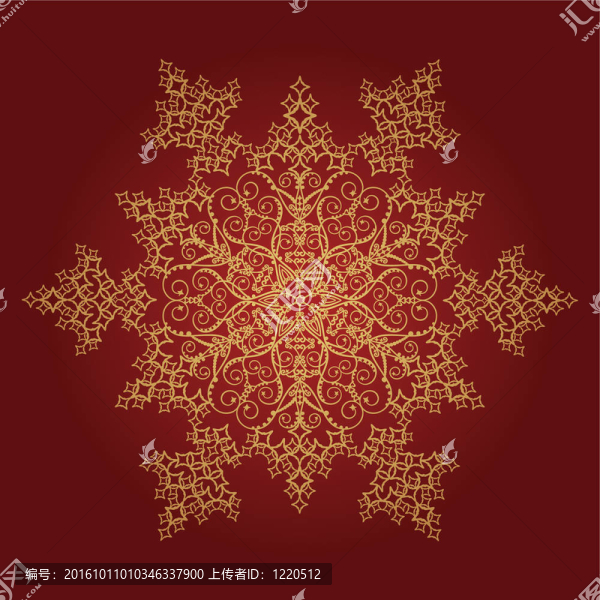 金色背景上的雪花