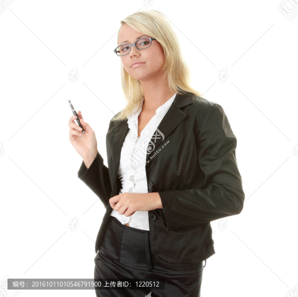 金發(fā)女商人與筆