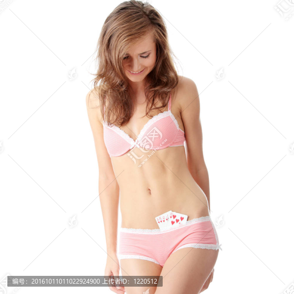 性感的女士與撲克組合