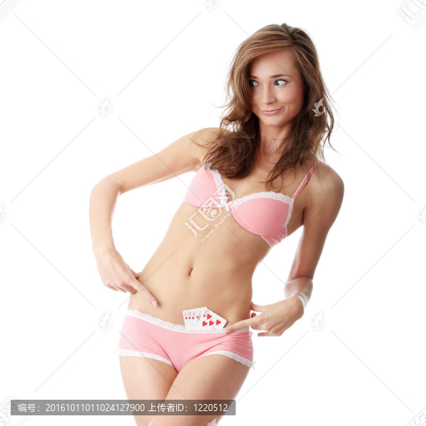 性感的女士與撲克組合