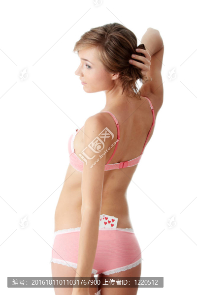 性感的女士與撲克組合