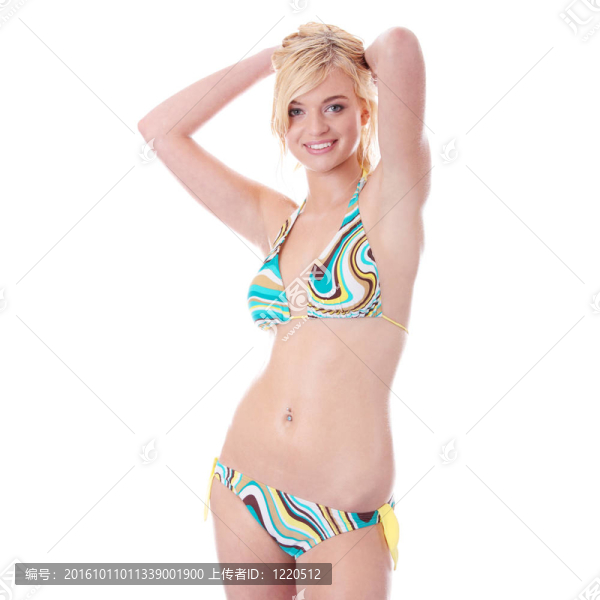 在比基尼金發(fā)溫暖的女子
