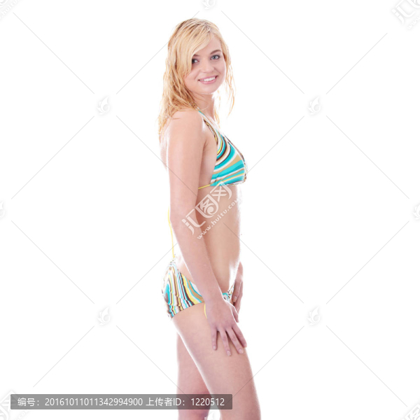 在比基尼金發(fā)溫暖的女子