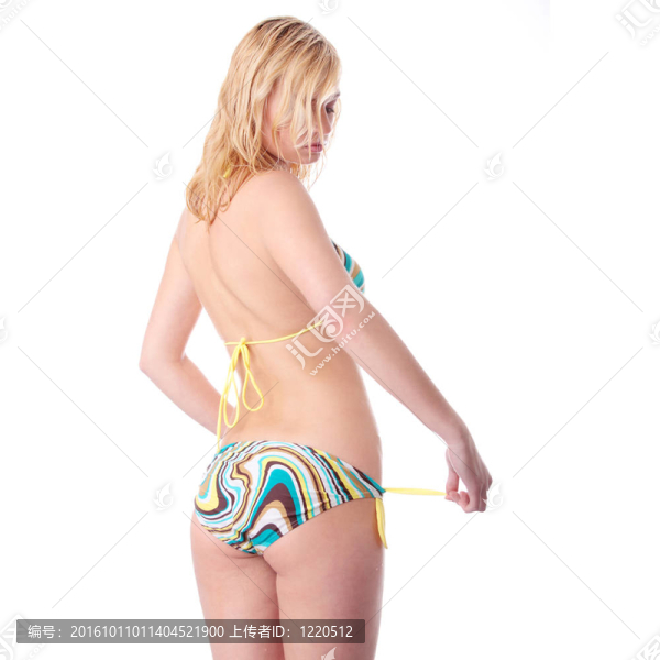 在比基尼金發(fā)溫暖的女子