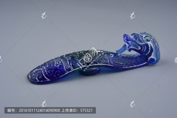 琉璃,戰(zhàn)國五彩龍頭帶鉤琉璃