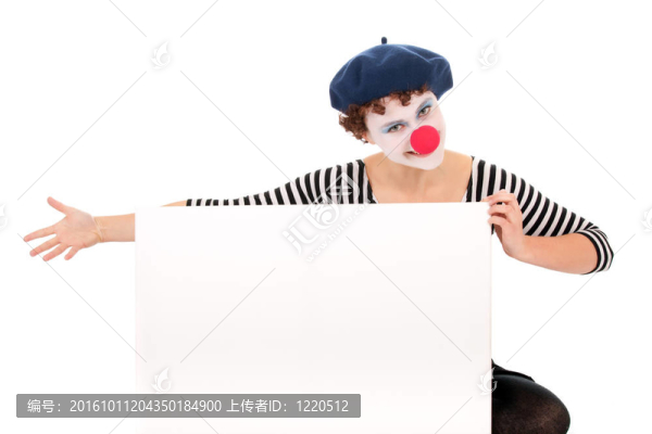 小丑女人拿著廣告牌