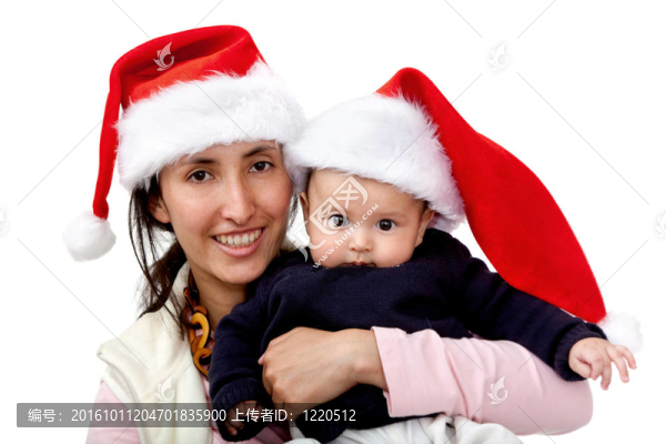 家庭與Santa帽
