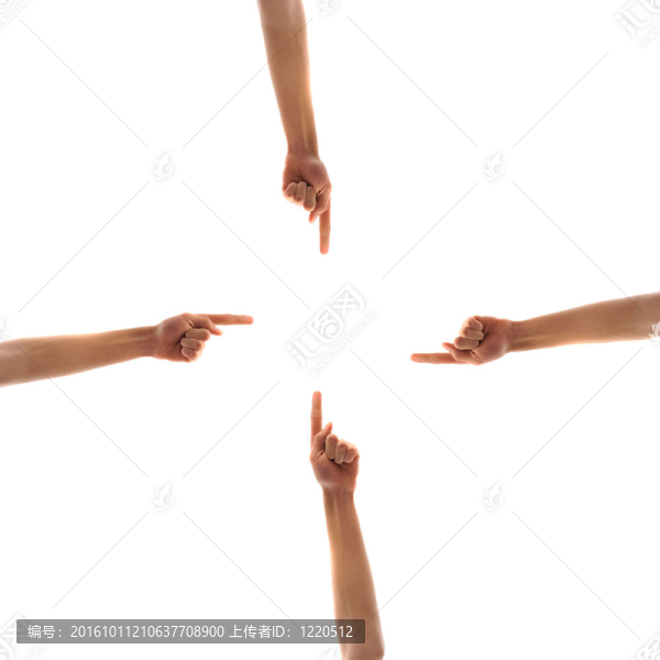 四手指向中心