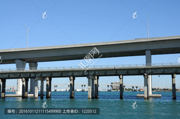 在邁阿密的比斯坎灣橋；佛羅里達(dá)州