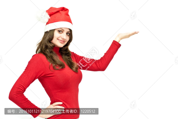 圣誕女孩在紅色圣誕帽