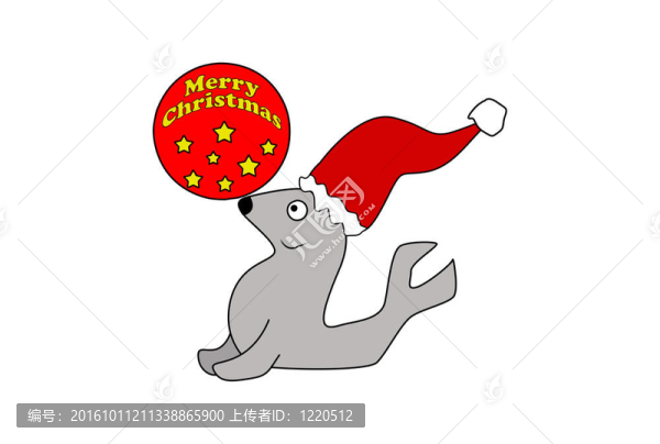 卡通圣誕海豹球