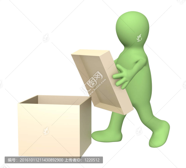 打開盒子的3D木偶