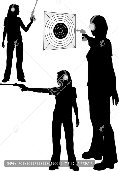 剪影女子射擊目標(biāo)手槍