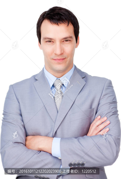 有折疊臂的自信商人
