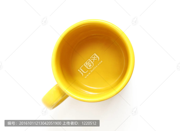 黃色杯子；俯視圖