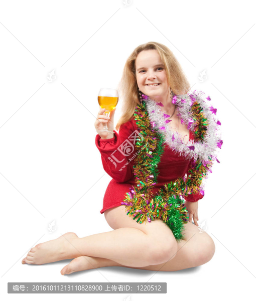 美麗的女孩與香檳
