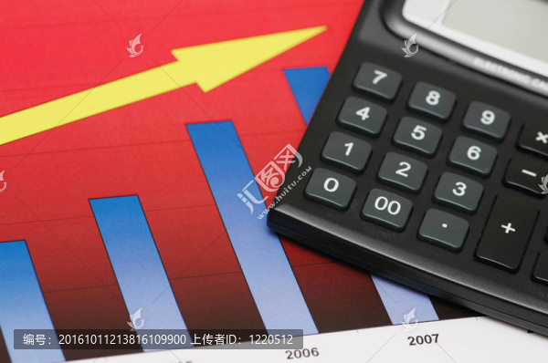 圖表顯示增長和計(jì)算器的關(guān)閉