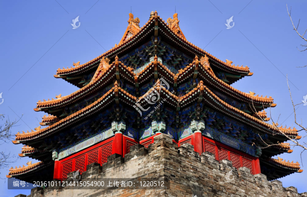 故宮紫禁城宮殿望塔北京中國(guó)