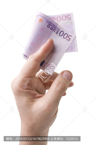500歐元的鈔票在手
