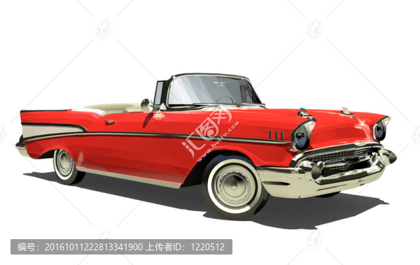 具有開(kāi)口頂部的紅色舊汽車(chē)?？赊D(zhuǎn)換。在白色背景上隔離。提供.3d。