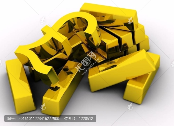 白色背景上的金條和金色磅符號(hào)。