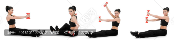 美麗的女孩用啞鈴
