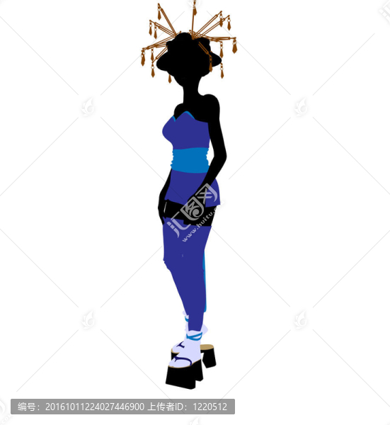 藝妓插畫剪影