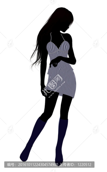 女孩插畫剪影