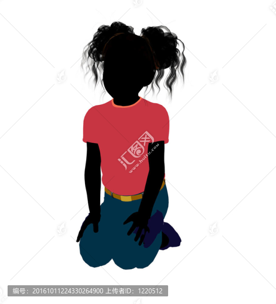 非洲裔女孩插畫剪影