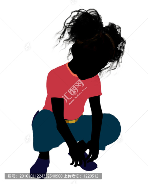 非洲裔女孩插畫(huà)剪影