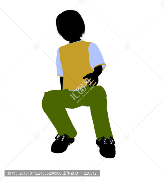 高加索男孩插圖剪影