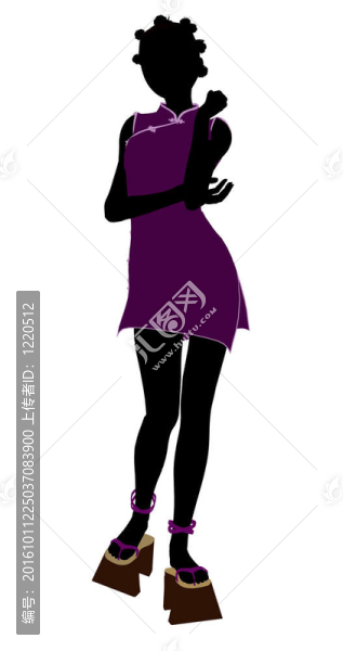 非洲裔美國(guó)人的藝妓插畫(huà)剪影