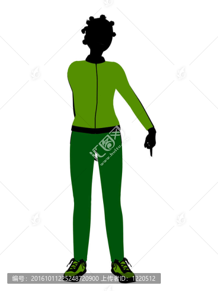非裔美國(guó)女性慢跑者插圖的輪廓