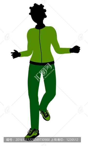 非裔美國女性慢跑者插圖的輪廓