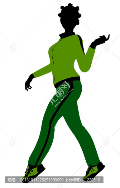 非裔美國女性慢跑者插圖的輪廓