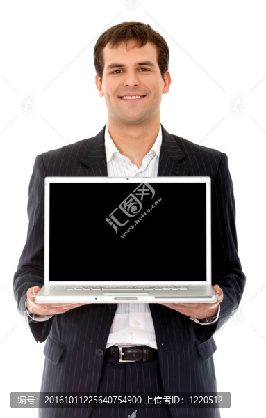 一個有筆記本電腦的商人