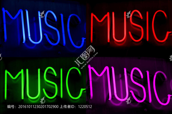 霓虹燈音樂(lè)，藍(lán)色，紅，綠，粉紅