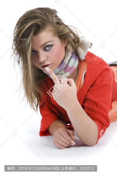 穿紅色襯衫的性感女孩