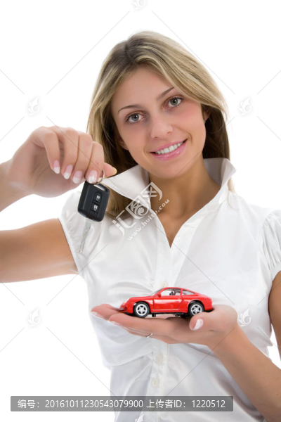 女商人的廣告銷售的汽車