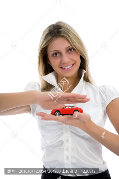 女商人的廣告銷售的汽車