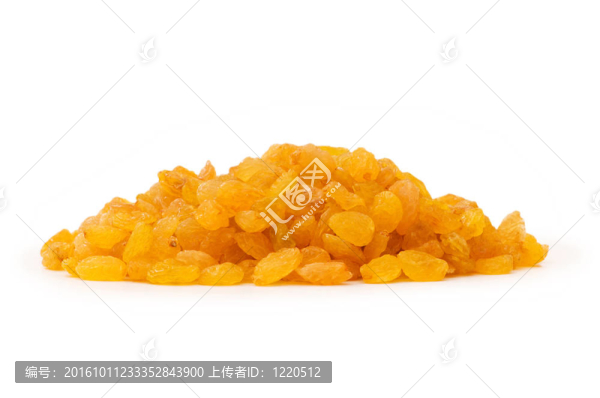 白色背景上的黃色葡萄干