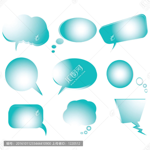 程式化的藍(lán)色文字氣泡的收集；白色的孤立物體；藝術(shù)插圖